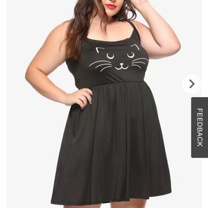 NWOT Hot Topic Black Cat Face Dress, size 1x